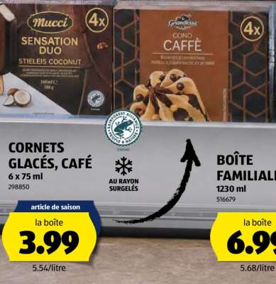 CORNETS GLACÉS, CAFÉ