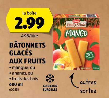 BÂTONNETS GLACÉS AUX FRUITS