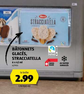 BÂTONNETS GLACÉS, STRACCIATELLA