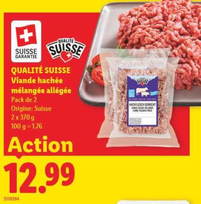 QUALITÉ SUISSE Viande hachée mélangée allégée