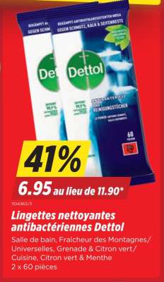 Lingettes nettoyantes antibactériennes Dettol