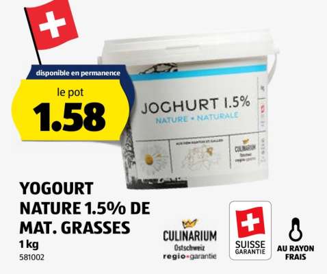 YOGOURT NATURE 1.5% DE MAT. GRASSES