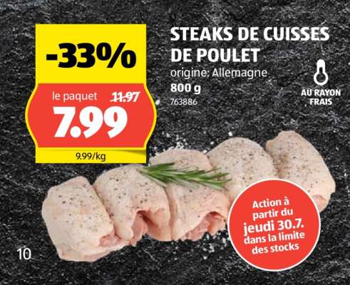 Steaks de cuisses de poulet