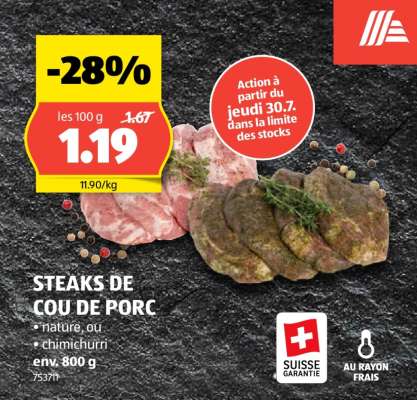 STEAKS DE COU DE PORC