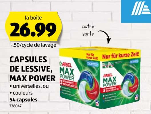 CAPSULES DE LESSIVE, MAX POWER