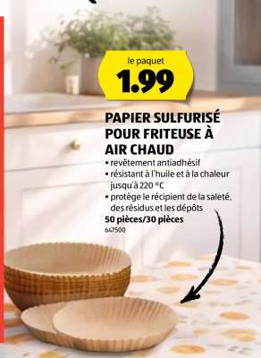 PAPIER SULFURISÉ POUR FRITEUSE À AIR CHAUD
