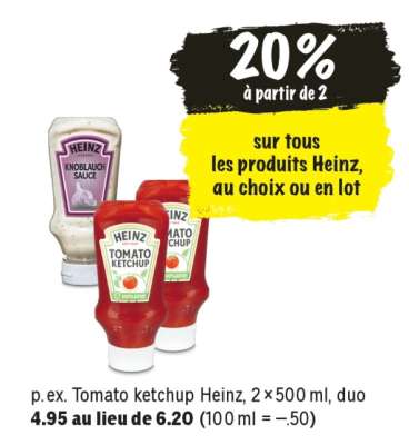 Tomato ketchup Heinz, 2 × 500 ml, duo
