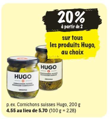 Cornichons suisses Hugo, 200 g