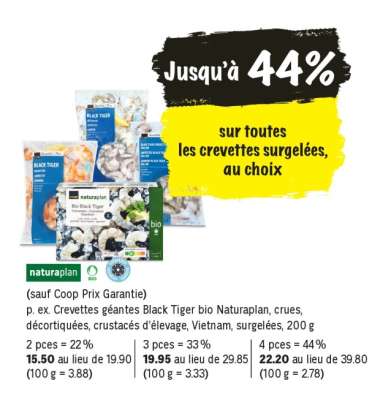 Crevettes géantes Black Tiger bio Naturaplan