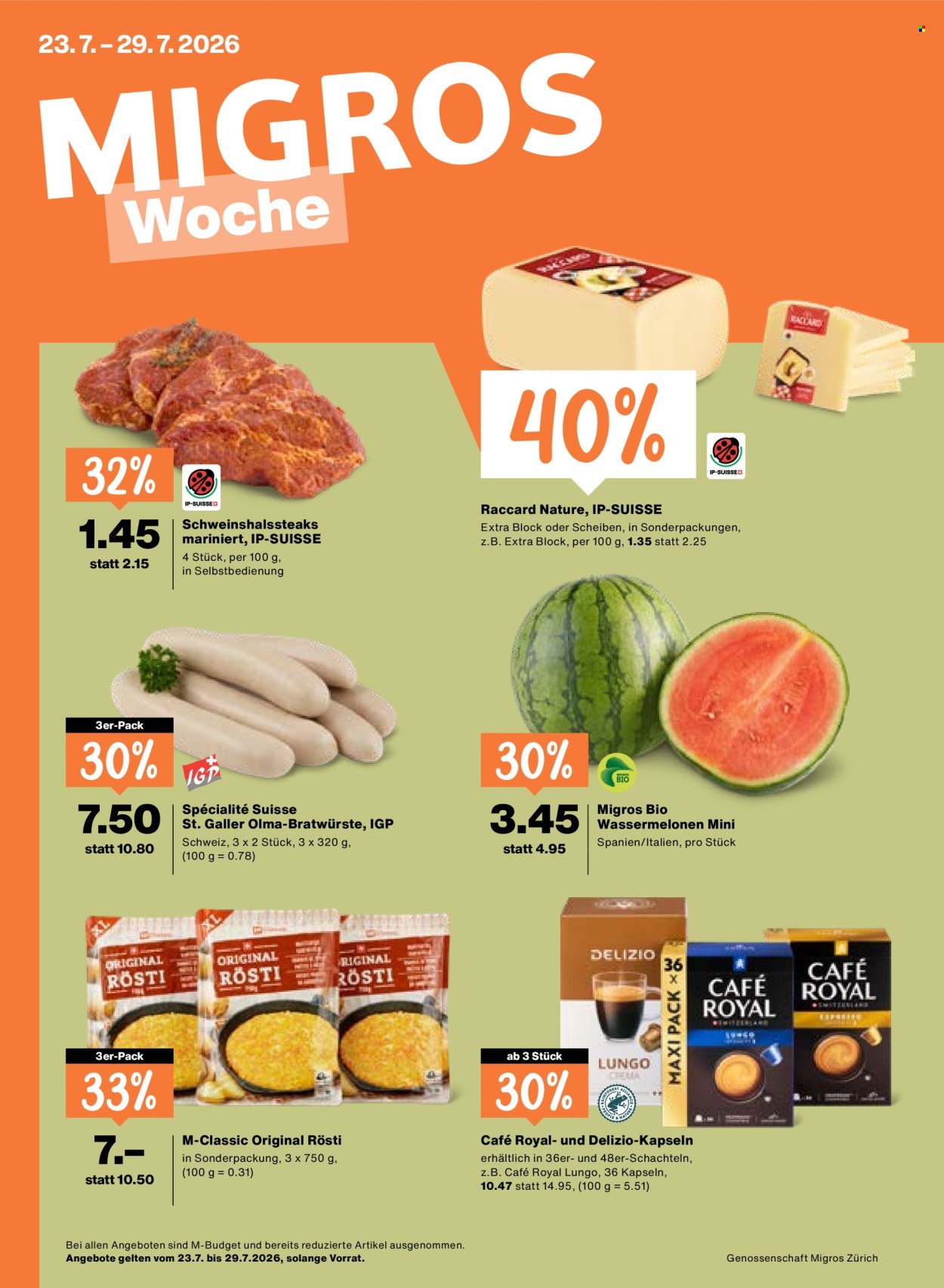 Catalogue Migros - 23.7.2026 - 29.7.2026. Page 1. Page 1