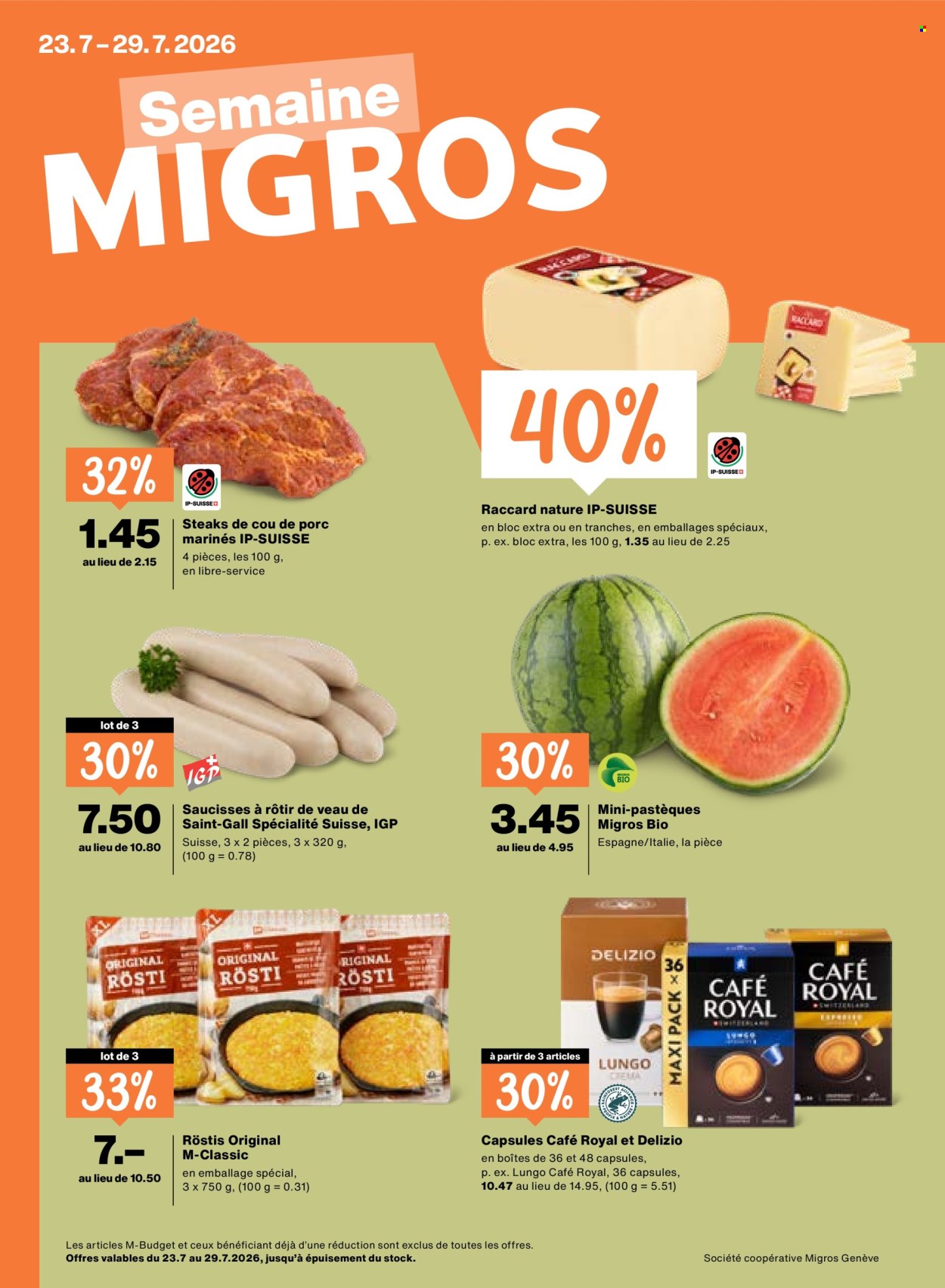Catalogue Migros - 23.7.2026 - 29.7.2026. Page 1. Page 1
