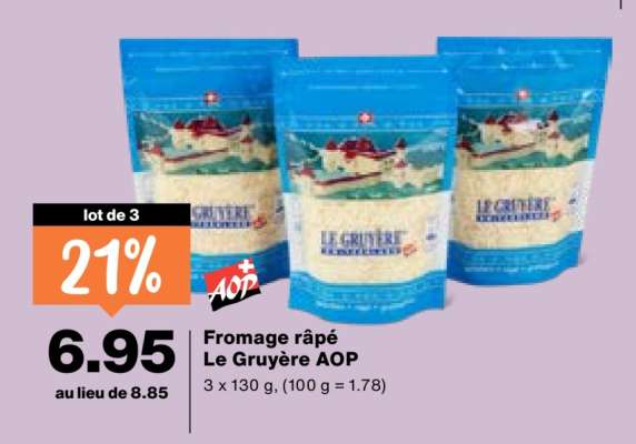 Fromage râpé Le Gruyère AOP