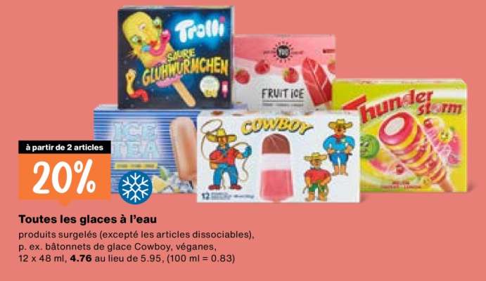 Toutes les glaces à l’eau