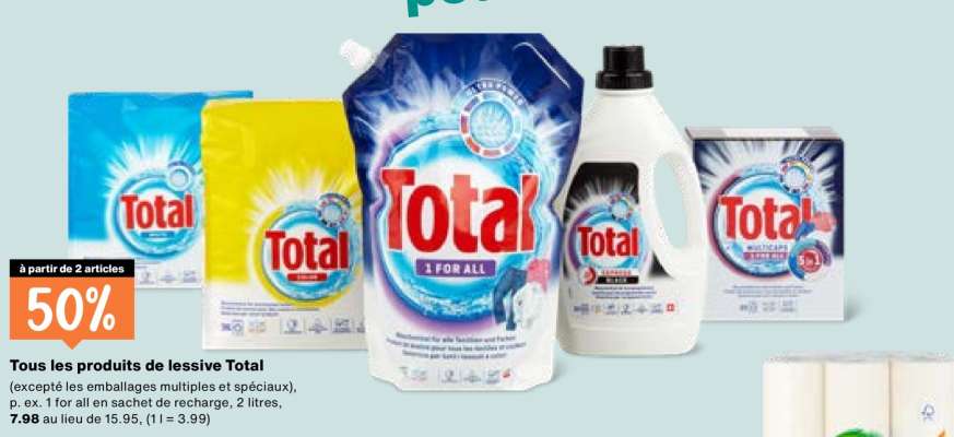 Tous les produits de lessive Total