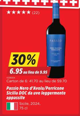 Passio Nero d'Avola/Perricone Sicilia DOC da uve leggermente appassite