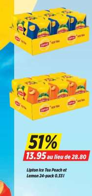 Lipton Ice Tea Peach et Lemon 24-pack 0.33 l