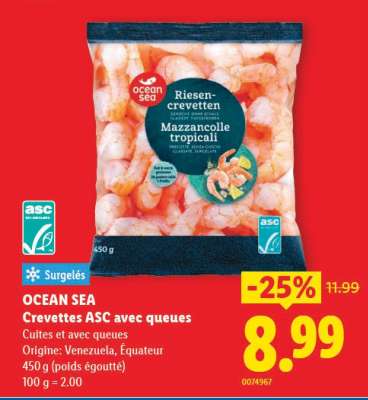 OCEAN SEA Crevettes ASC avec queues