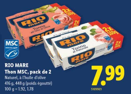 RIO MARE Thon MSC, pack de 2