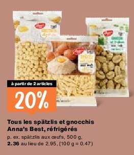 Tous les spätzlis et gnocchis Anna's Best, réfrigérés