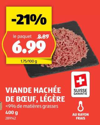 VIANDE HACHÉE DE BŒUF LÉGÈRE