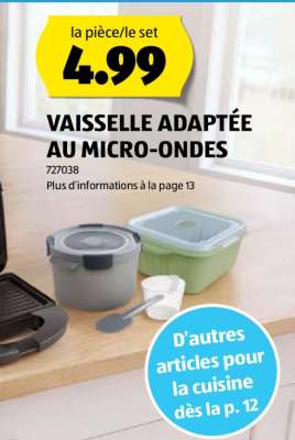 VAISSELLE ADAPTÉE AU MICRO-ONDES