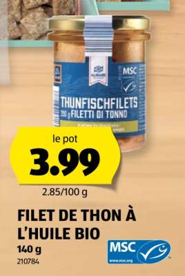 FILET DE THON À L’HUILE BIO