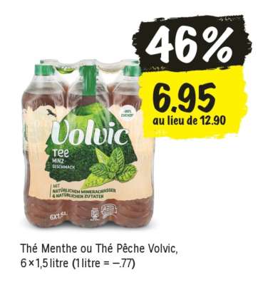 Thé Menthe ou Thé Pêche Volvic