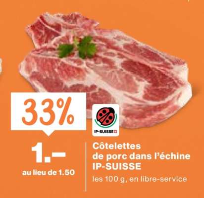 Côtelettes de porc dans l'échine IP-SUISSE