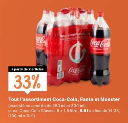 Tout l’assortiment Coca-Cola, Fanta et Monster