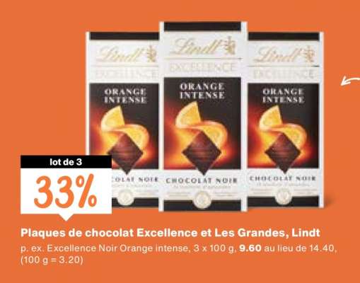 Plaques de chocolat Excellence et Les Grandes, Lindt