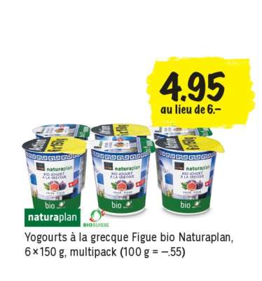 Yogourts à la grecque Figue bio Naturaplan