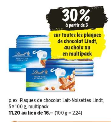 Plaques de chocolat Lait-Noisettes Lindt