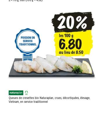 Queues de crevettes bio Naturaplan