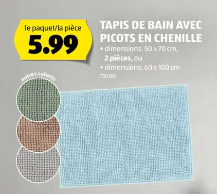 TAPIS DE BAIN AVEC PICOTS EN CHENILLE