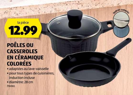 POÊLES OU CASSEROLES EN CÉRAMIQUE COLORÉES