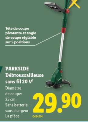 PARKSIDE Débroussailleuse sans fil 20 V