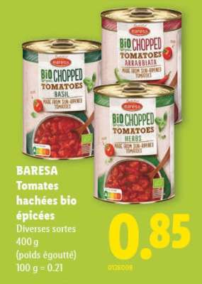 BARESA Tomates hachées bio épicées