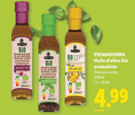 PRIMADONNA Huile d’olive bio aromatisée