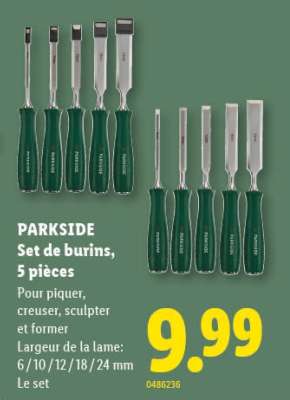PARKSIDE Set de burins, 5 pièces