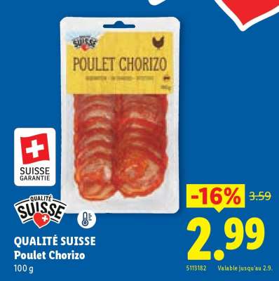 QUALITÉ SUISSE Poulet Chorizo