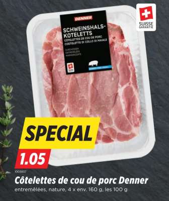 Côtelettes de cou de porc Denner
