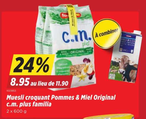 Muesli croquant Pommes & Miel Original c.m. plus familia