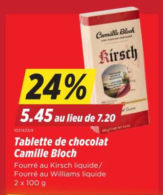 Tablette de chocolat Camille Bloch