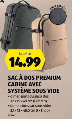 SAC À DOS PREMIUM CABINE AVEC SYSTÈME SOUS VIDE