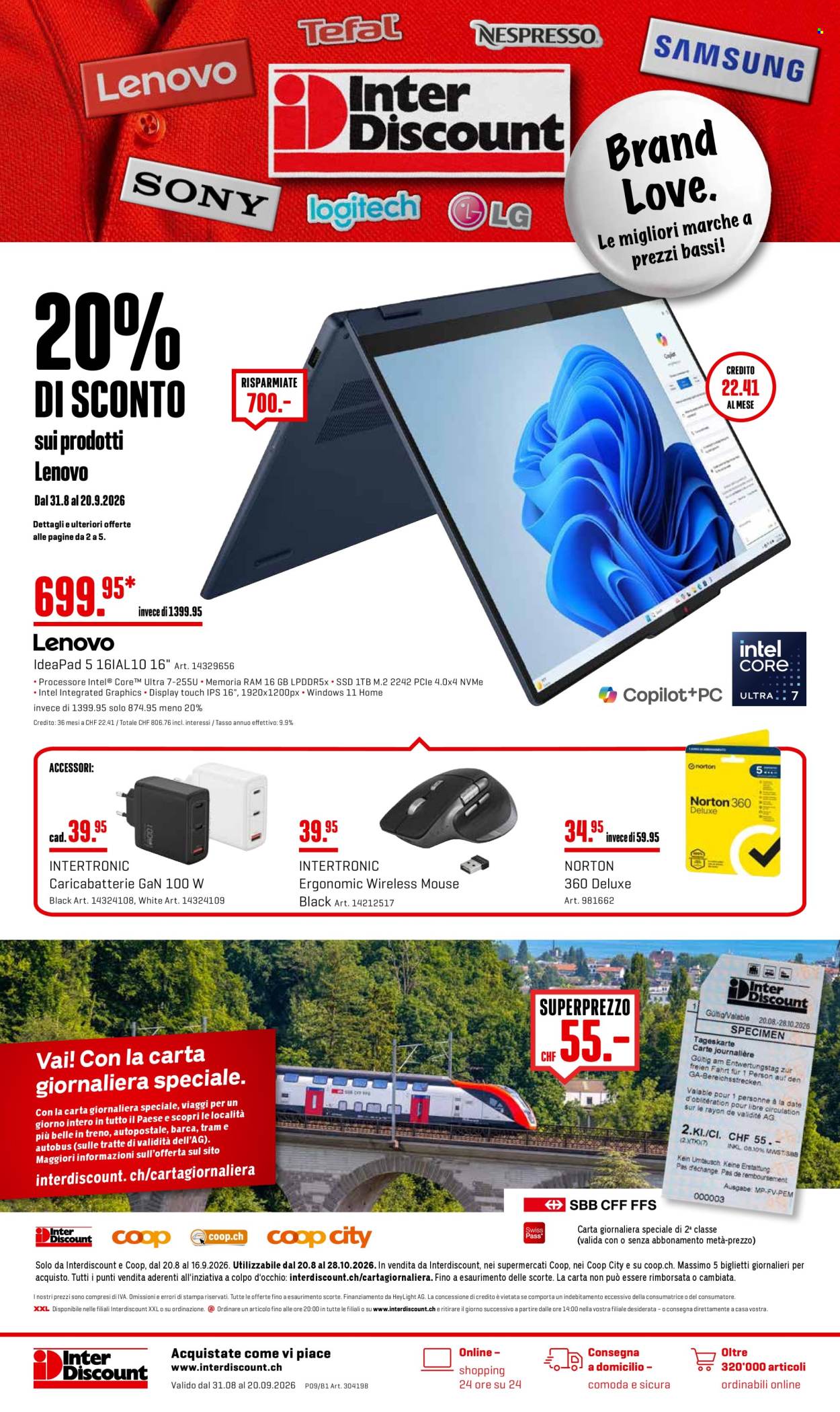 Catalogue Interdiscount - 31.8.2026 - 20.9.2026. Page 1. Page 1