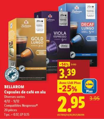 BELLAROM Capsules de café en alu