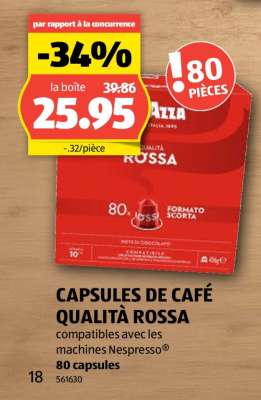 CAPSULES DE CAFÉ QUALITÀ ROSSA