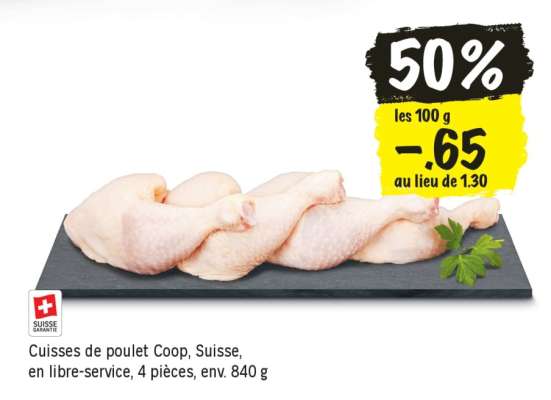 Cuisses de poulet Coop, Suisse