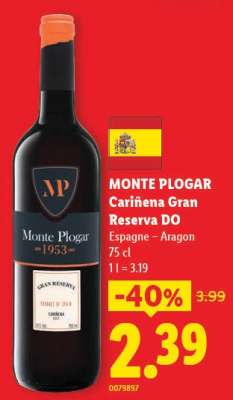 MONTE PLOGAR Cariñena Gran Reserva DO