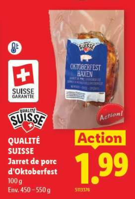 QUALITÉ SUISSE Jarret de porc d’Oktoberfest